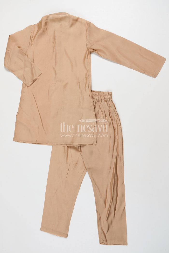 The Nesavu Boys Jacket Sets Boys Embroidered Jacket Set for Festive Functions and Wedding Receptions Nesavu Nesavu boys jacket kurta set with embroidered Nehru jacket for festive occasions and wedding wear