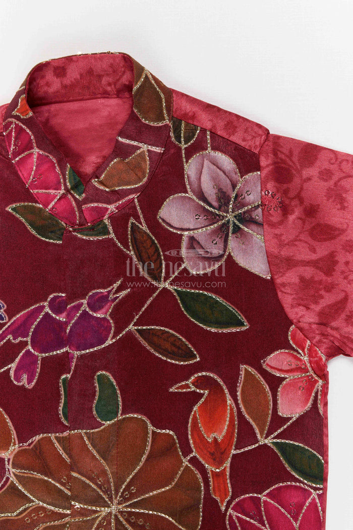 The Nesavu Boys Jacket Sets Boys Ethnic Jacket Set for Family Functions and Celebrations Nesavu Nesavu Boys Ethnic Jacket Set For Weddings And Festive Events In Embroidered Viscose Silk