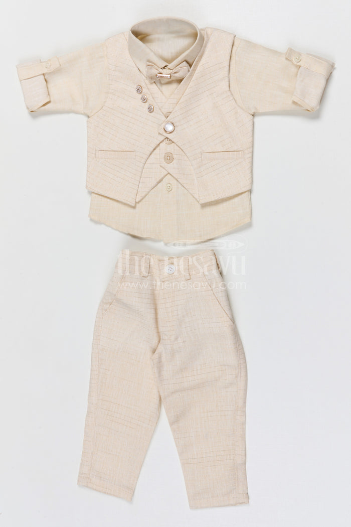 The Nesavu Boys Jacket Sets Boys Ethnic Jacket Set for Festive Events and Family Functions Nesavu 12 (3M) / White / Cotton BCS559A-12 Nesavu boys ethnic jacket set for festive occasions weddings and traditional celebrations