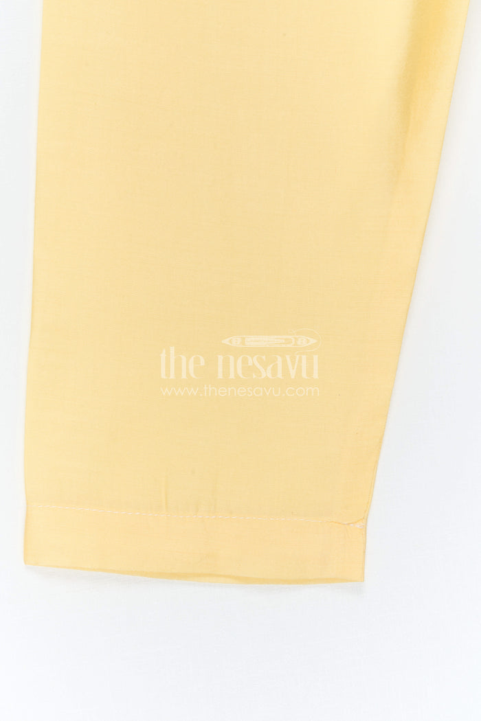 The Nesavu Boys Jacket Sets Boys Ethnic Jacket Set for Temple and Festive Celebrations Nesavu Nesavu Boys Yellow Jacket Set With Sequence Embroidery In Viscose Silk For Weddings And Festive Wear