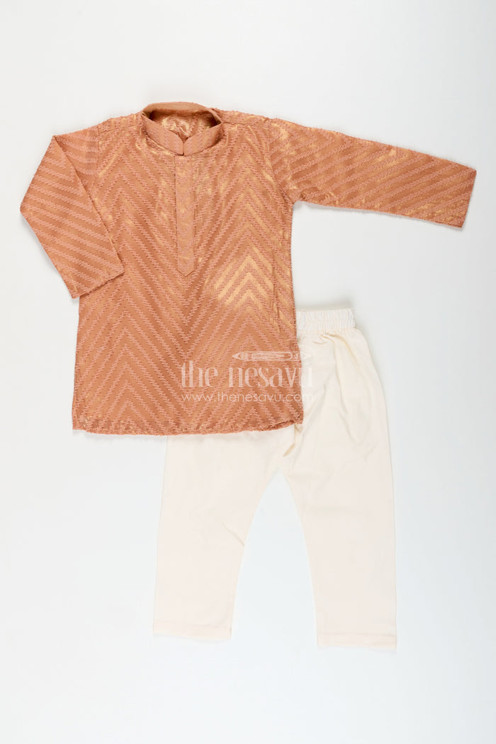 The Nesavu Boys Kurtha Set Boys Ethnic Silk Kurta Set for Festive and Cultural Events Nesavu Nesavu boys silk blend ethnic kurta set churidar festive cultural occasions
