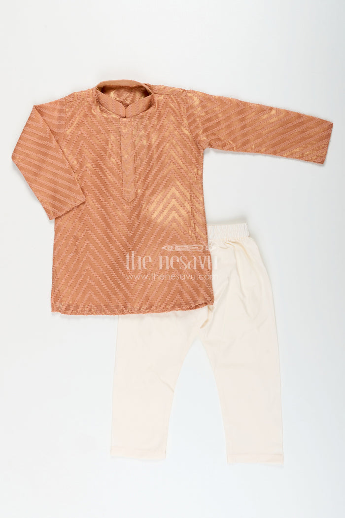 The Nesavu Boys Kurtha Set Boys Ethnic Silk Kurta Set for Festive and Cultural Events Nesavu Nesavu boys silk blend ethnic kurta set churidar festive cultural occasions