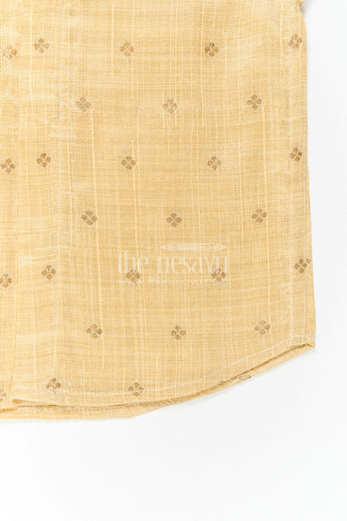 The Nesavu Boys Silk Shirt Boys Ethnic Silk Shirt for Traditional Ceremonies and Festive Dressing Nesavu Nesavu Boys Ethnic Raw Silk Shirt With Jacquard Butta Weave For Cultural Celebrations