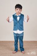 The Nesavu Boys Casual Set Boys Festive Waistcoat Set for Birthday Parties and Special Events Nesavu 16 (1Y) / Green BCS452A-16 Nesavu boys festive waistcoat set bowtie birthday parties weddings