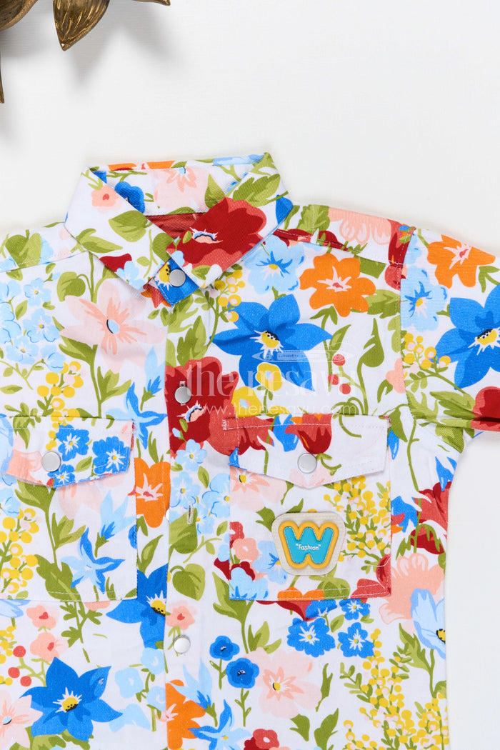 The Nesavu Boys Cotton Shirt Boys Floral Print Cotton Shirt for Stylish Outings and Casual Celebrations Nesavu Nesavu boys cotton floral print shirt for casual outings birthday parties and kids fashion