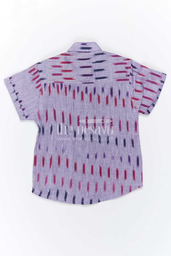 The Nesavu Boys Cotton Shirt Boys Ikkat Cotton Shirt for Festive Outings and Ethnic Wear Nesavu Nesavu Boys Ikkat Cotton Shirt For Festive Outings And Ethnic Wear With Breathable Traditional Fabric