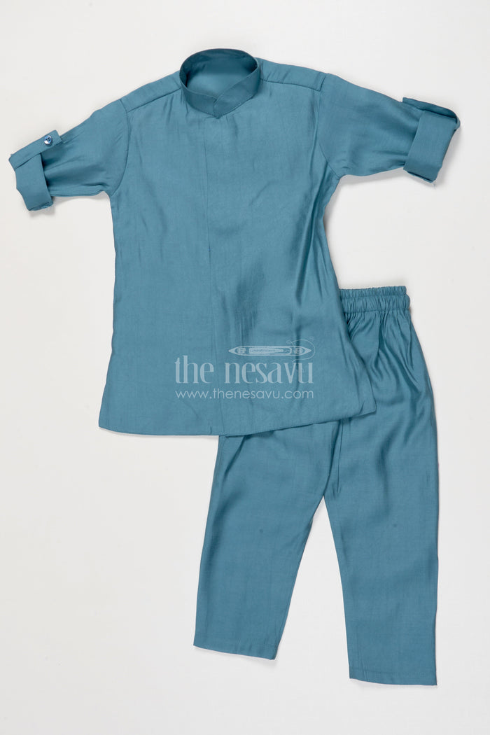 The Nesavu Boys Jacket Sets Boys Jacket Kurta Set for Festive Functions and Weddings Nesavu Nesavu boys jacket kurta set floral embroidery weddings festive occasions
