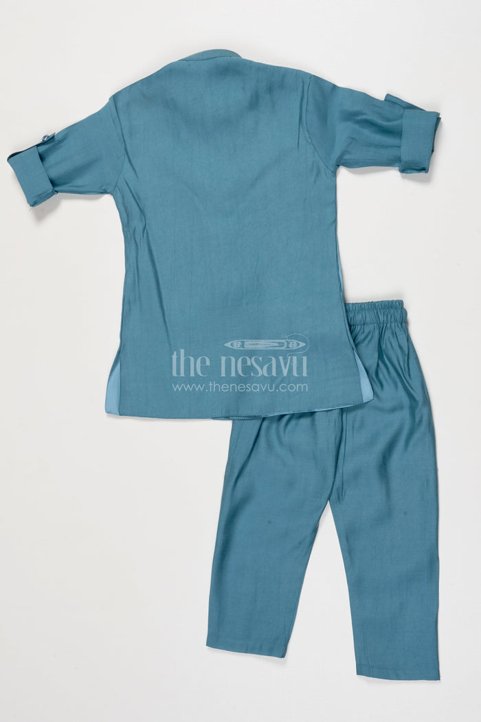 The Nesavu Boys Jacket Sets Boys Jacket Kurta Set for Festive Functions and Weddings Nesavu Nesavu boys jacket kurta set floral embroidery weddings festive occasions