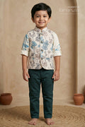 The Nesavu Boys Jacket Sets Boys Jacket Set for Festive Celebrations and Special Occasions Nesavu 14 (6M) / Green / Viscose BES967A-14 Nesavu boys viscose blend jacket set with designer jacket for festive celebrations and weddings