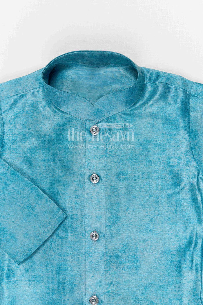 The Nesavu Boys Jacket Sets Boys Jacket Set for Festive Occasions and Wedding Wear Nesavu Nesavu boys viscose silk blend jacket set with digital print for festive occasions and wedding wear