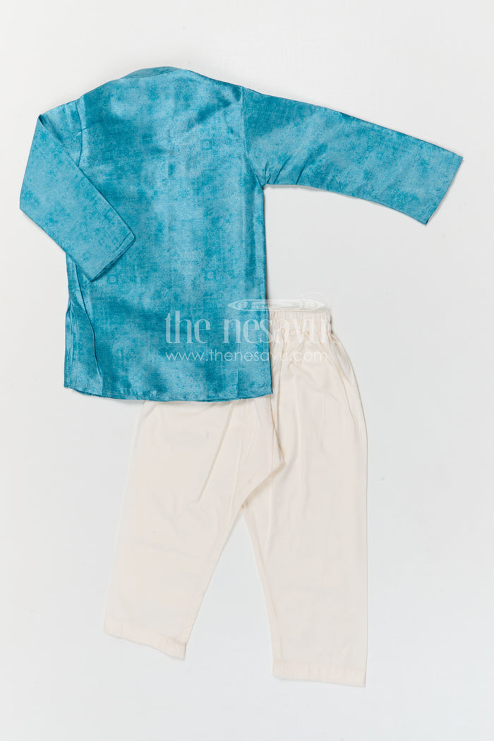 The Nesavu Boys Jacket Sets Boys Jacket Set for Festive Occasions and Wedding Wear Nesavu Nesavu boys viscose silk blend jacket set with digital print for festive occasions and wedding wear