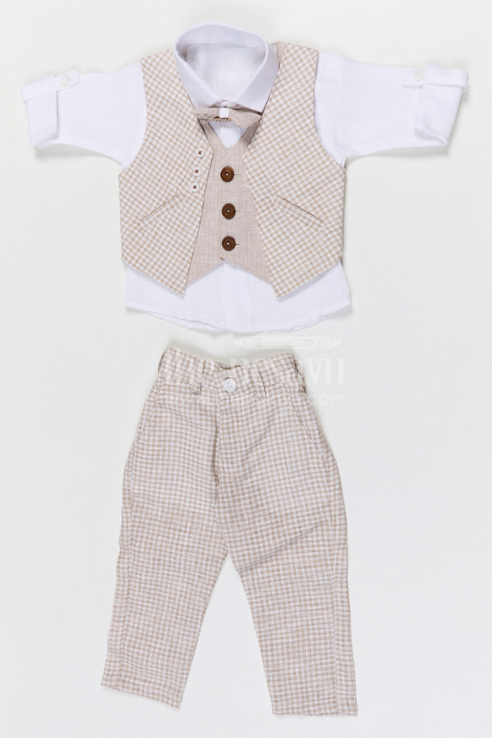 The Nesavu Boys Jacket Sets Boys Jacket Set for Weddings and Festive Family Celebrations Nesavu 12 (3M) / Half white / Cotton BCS504B-12 Nesavu boys cotton jacket set for weddings festive occasions and traditional family celebrations