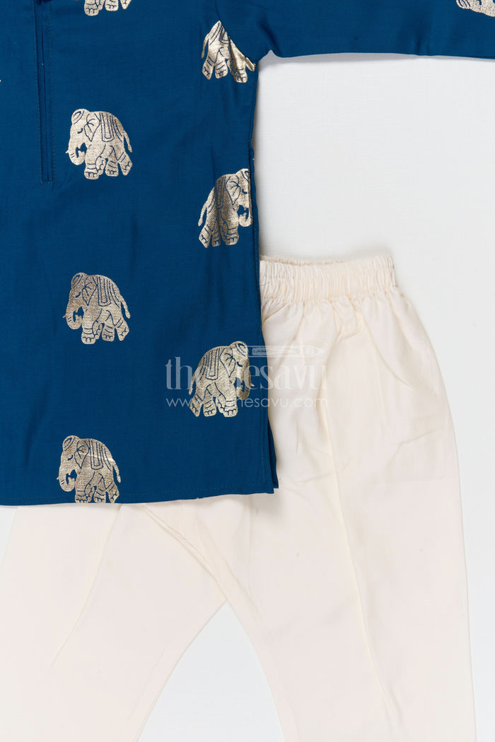 The Nesavu Boys Kurtha Set Boys Kurta Set for Festivals and Family Celebrations Nesavu Nesavu boys kurta set for festivals weddings and traditional family celebrations silk blend ethnic wear