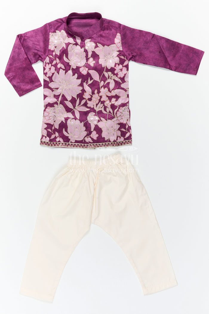 The Nesavu Boys Kurtha Set Boys Kurta Shirt and Pant for Weddings and Festive Celebrations Nesavu Nesavu Boys Green Kurta Set In Viscose Silk With Embroidery For Weddings And Festive Celebrations