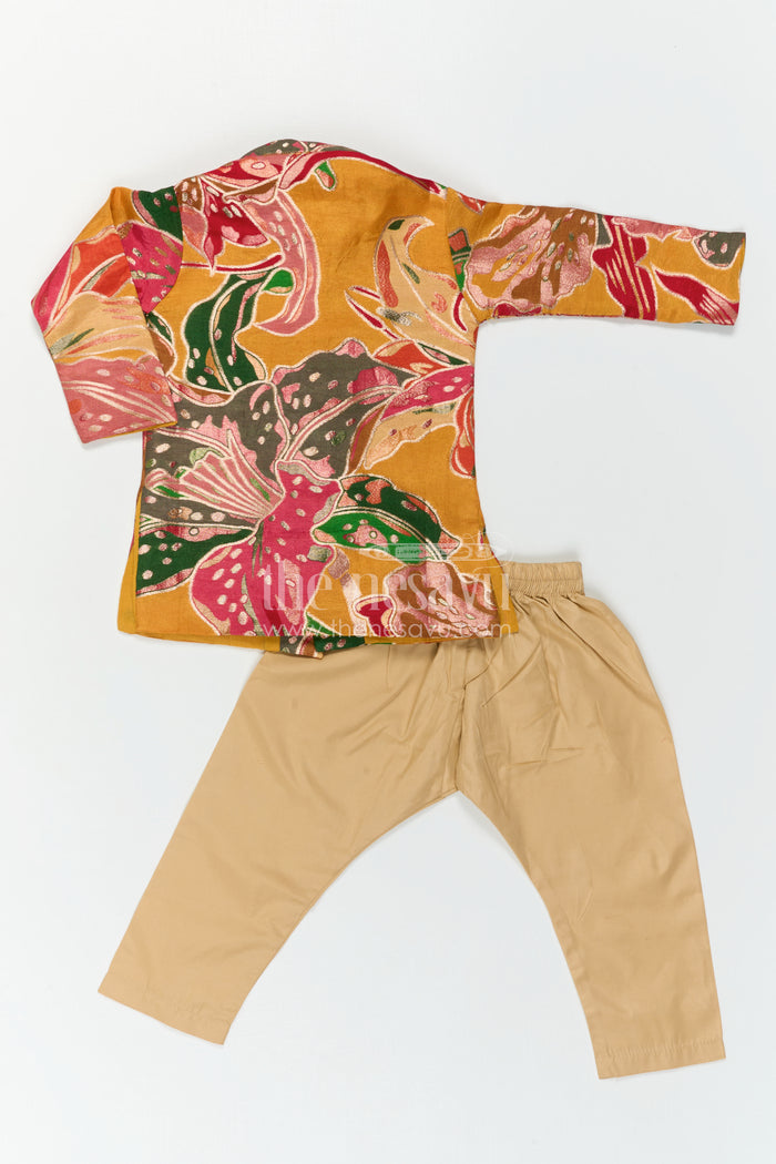 The Nesavu Boys Kurtha Set Boys Kurta Set for Festive Wear and Family Functions Nesavu Nesavu Boys Kurta Set For Festive Wear With Digital Print Design And Comfortable Traditional Outfit