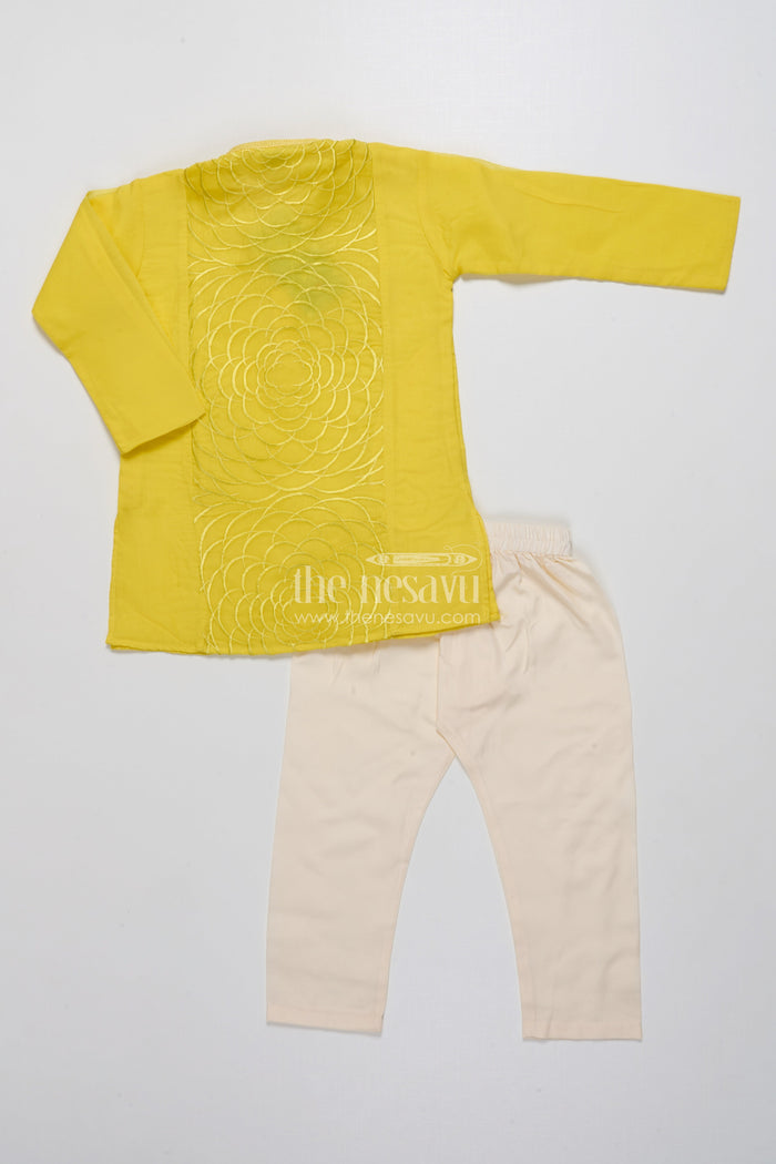The Nesavu Boys Kurtha Set Boys Kurta Set with Thread Embroidery Traditional Festive Wear Nesavu Nesavu Boys Kurta Set Silk Cotton Thread Embroidery
