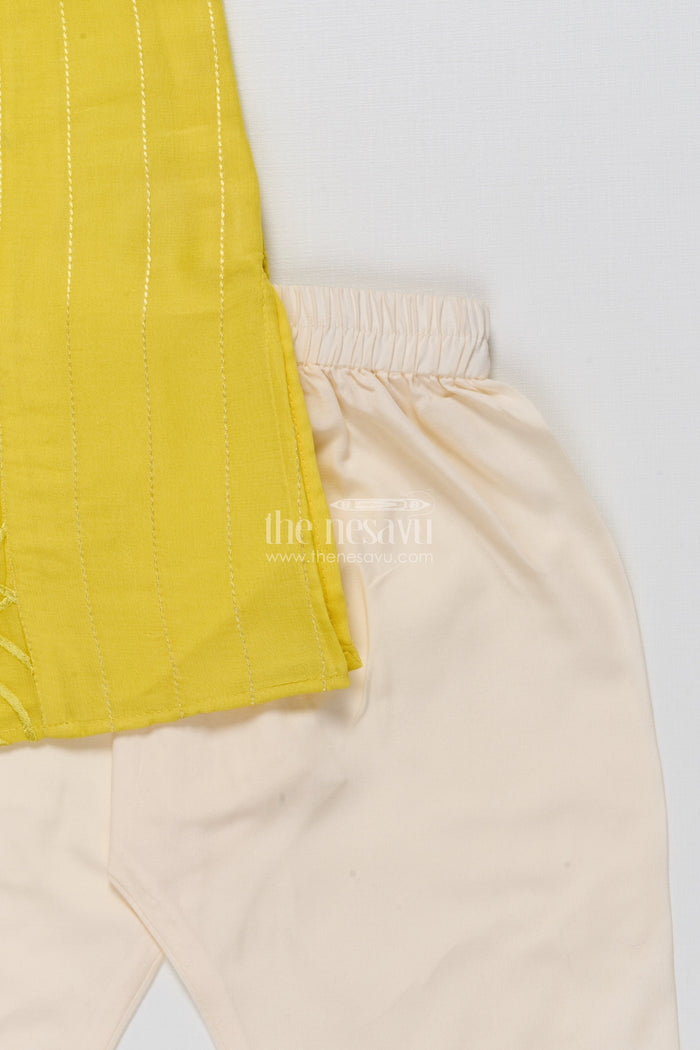The Nesavu Boys Kurtha Set Boys Kurta Set with Thread Embroidery Traditional Festive Wear Nesavu Nesavu Boys Kurta Set Silk Cotton Thread Embroidery