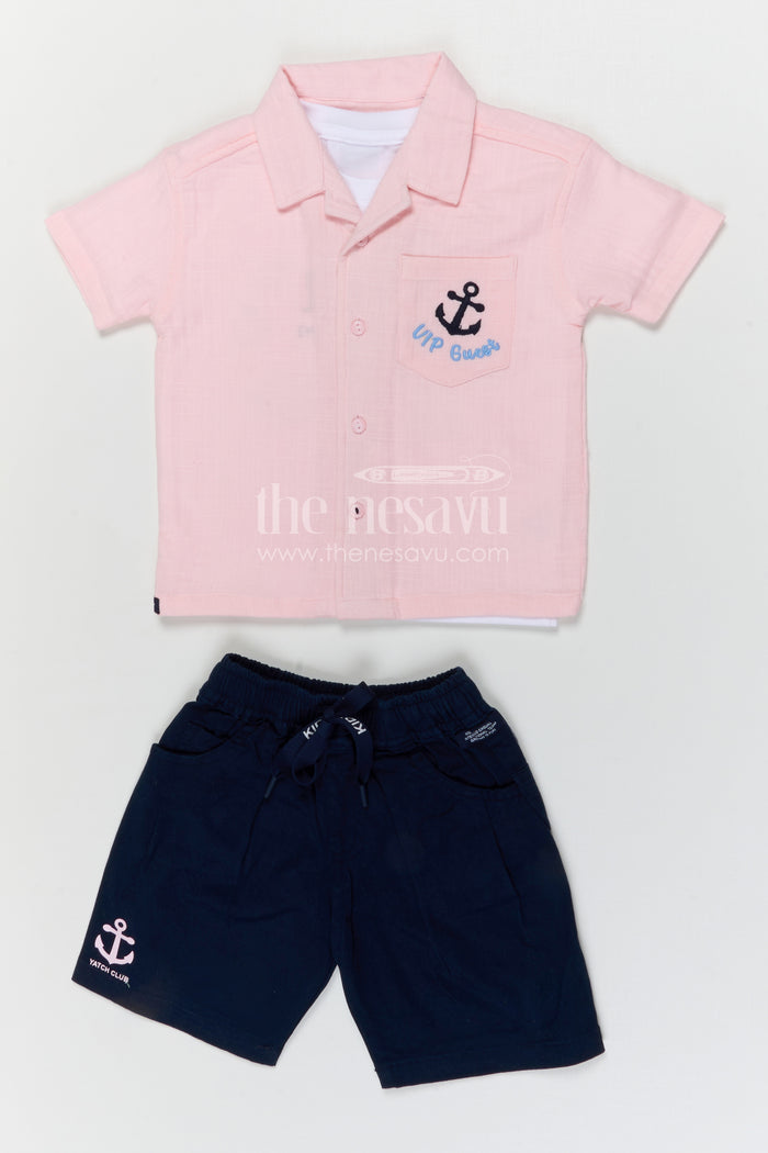 The Nesavu Boys Casual Set Boys Muslin Cotton Casual Set for Summer Outings and Daily Wear Nesavu Nesavu boys muslin cotton casual set for summer outings with breathable fabric and comfortable shorts