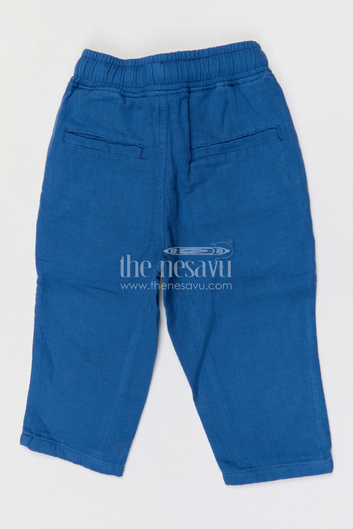 The Nesavu Boys Pant Boys Muslin Cotton Pants for Relaxed Daily Wear and Playtime Nesavu Nesavu boys muslin cotton pants for casual daily wear comfortable breathable kids drawstring pants