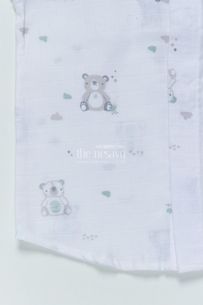The Nesavu Boys Cotton Shirt Boys Muslin Cotton Shirt with Animal Print for Playdates and Summer Comfort Nesavu Nesavu boys muslin cotton shirt animal print summer play casual wear