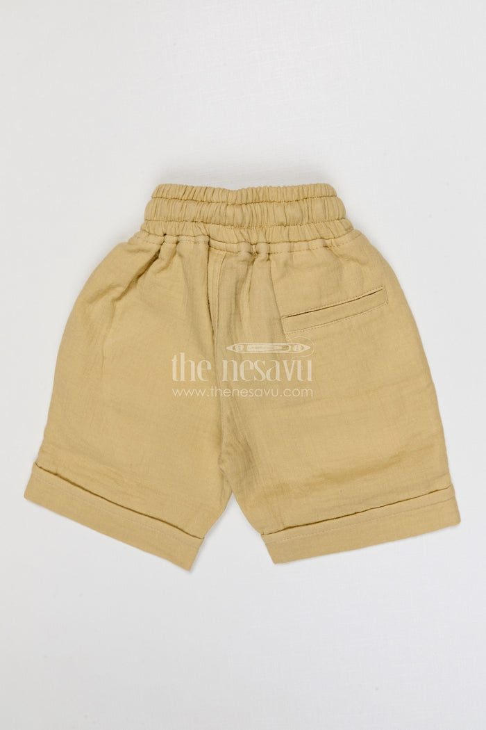 The Nesavu Boys Shorts Boys Muslin Cotton Shorts for Comfortable Summer Playtime Nesavu Nesavu boys muslin cotton shorts for summer play breathable kids drawstring casual shorts