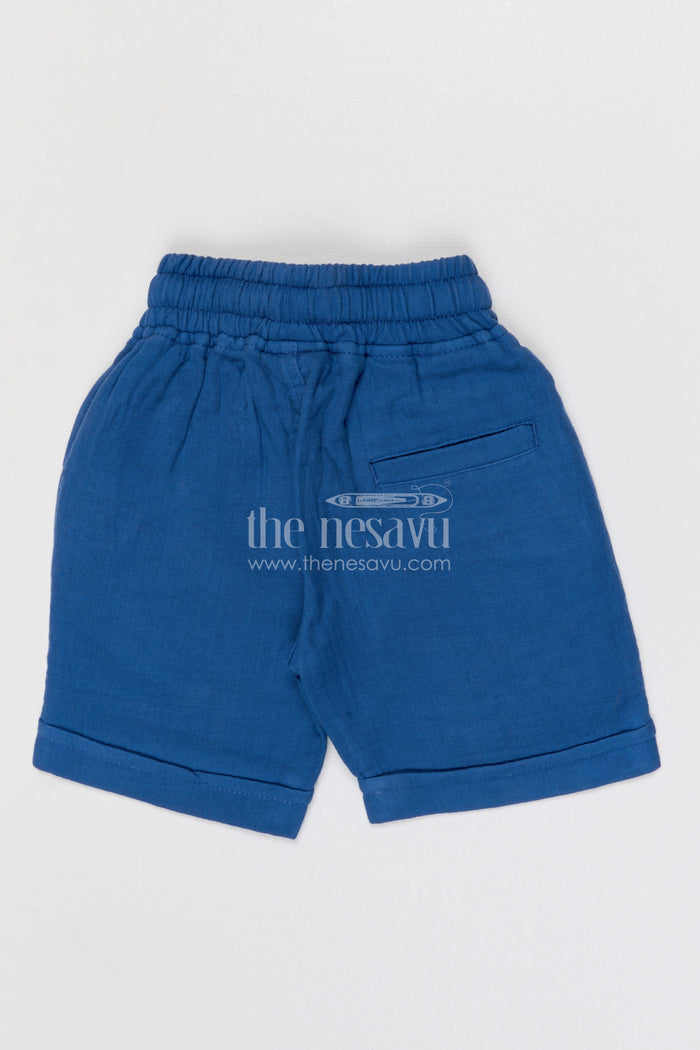 The Nesavu Boys Shorts Boys Muslin Cotton Shorts for Outdoor Play and Everyday Comfort Nesavu Nesavu boys muslin cotton shorts for outdoor play breathable kids drawstring summer shorts