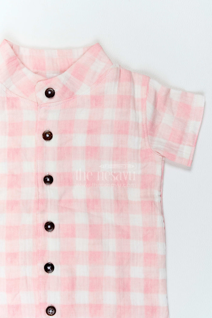 The Nesavu Boys Casual Set Boys Muslin Shirt and Shorts Set for Summer Outings and Playdates Nesavu Nesavu Boys Muslin Shirt And Shorts Set For Summer Outings Playdates Holidays And Casual Weekends