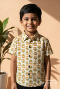 The Nesavu Boys Cotton Shirt Boys Owl Print Cotton Shirt for Casual Outings and Curious Minds Nesavu 20 (3Y) / Multicolor / Cotton BS394A-20 Nesavu boys cotton shirt with owl print for playful days, school wear and storytime fun