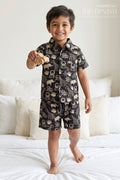 The Nesavu Boys Casual Set Boys Cotton Co Ord Set for Playtime and Summer Outings Nesavu 16 (1Y) / Maroon / Cotton BCS605A-16 Nesavu Boys Cotton Co Ord Set For Playtime With Animal Print Shirt And Shorts Summer Outfit