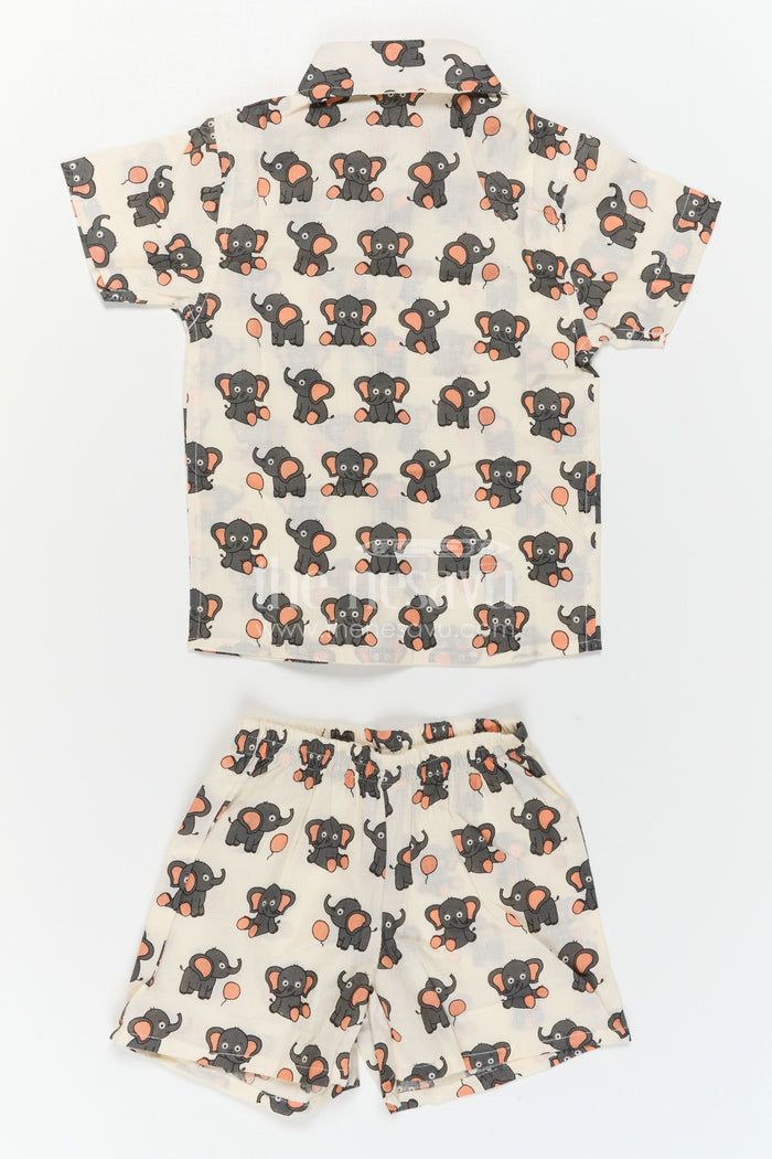 The Nesavu Boys Casual Set Boys Printed Co Ord Set for Casual Wear and Daily Outings Nesavu Nesavu Boys Cotton Co Ord Set For Casual Wear With Digital Print Shirt And Shorts Everyday Outfit