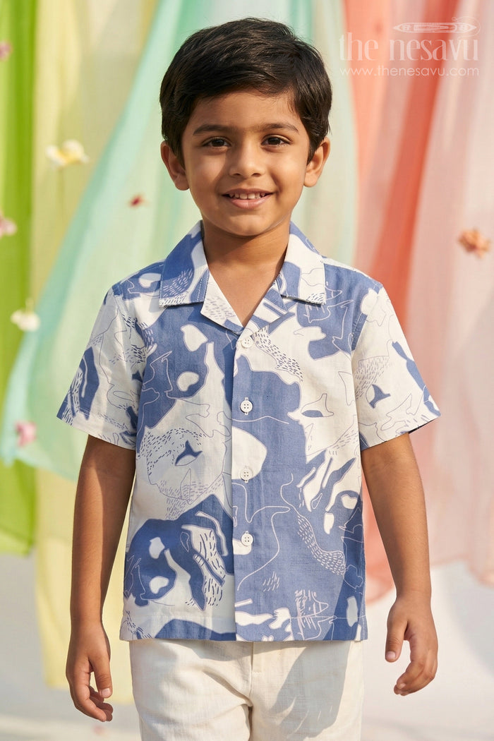 Boys Printed Cotton Shirt for Casual Outings and Holidays