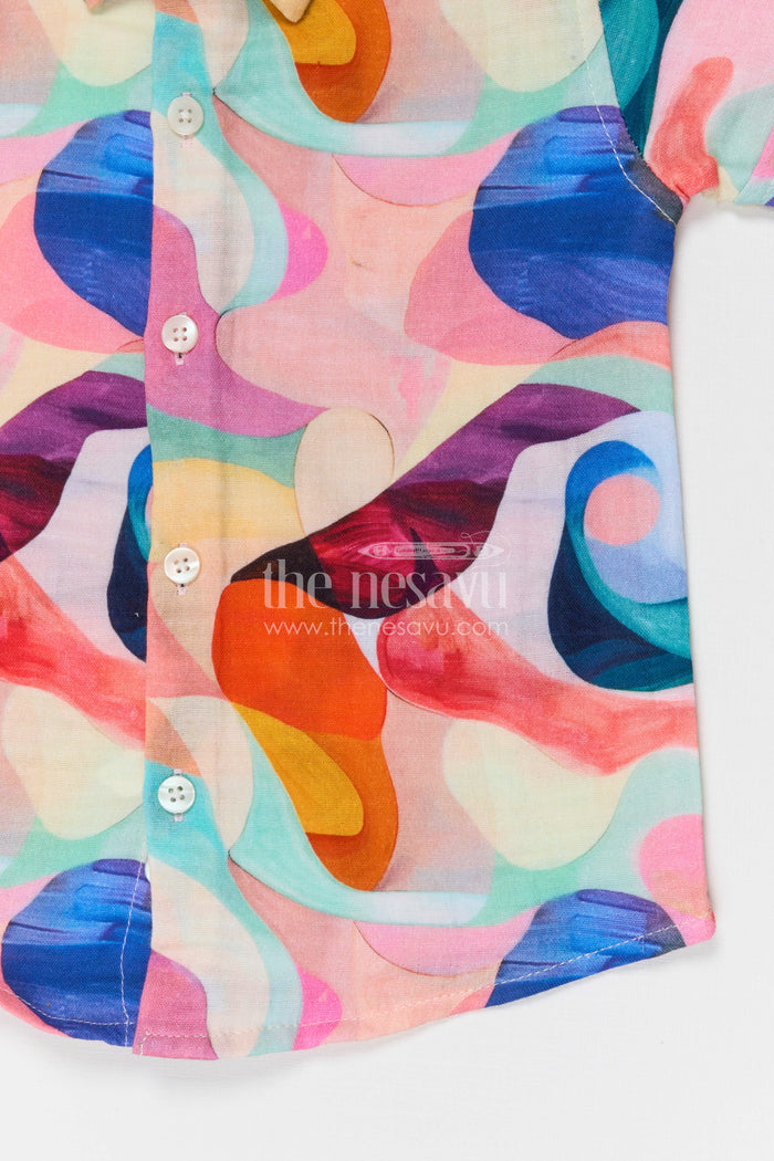 The Nesavu Boys Cotton Shirt Boys Printed Cotton Shirt for Summer Outings and Casual Wear Nesavu Nesavu boys printed cotton shirt for summer outings breathable muslin cotton digital print shirt