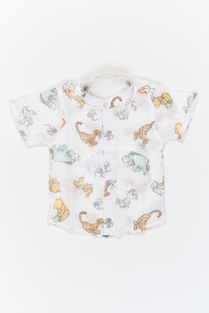 The Nesavu Boys Cotton Shirt Boys Printed Cotton Shirt for Vacations and Playful Outings Nesavu Nesavu Boys Muslin Cotton Printed Shirt For Vacations And Playful Outings