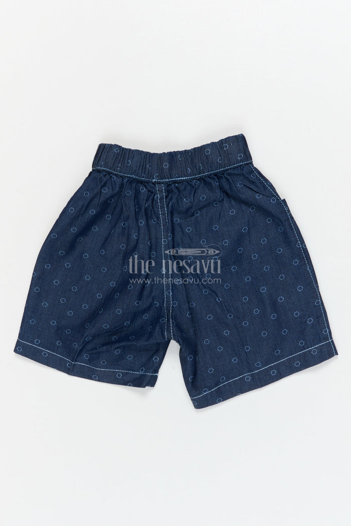 The Nesavu Boys Shorts Boys Printed Cotton Shorts for Playful Outdoor Adventures Nesavu 16 (1Y) / Blue / Cotton BWS073A-16 Nesavu printed boys cotton shorts with elastic waist – perfect for outdoor play and casual dressing