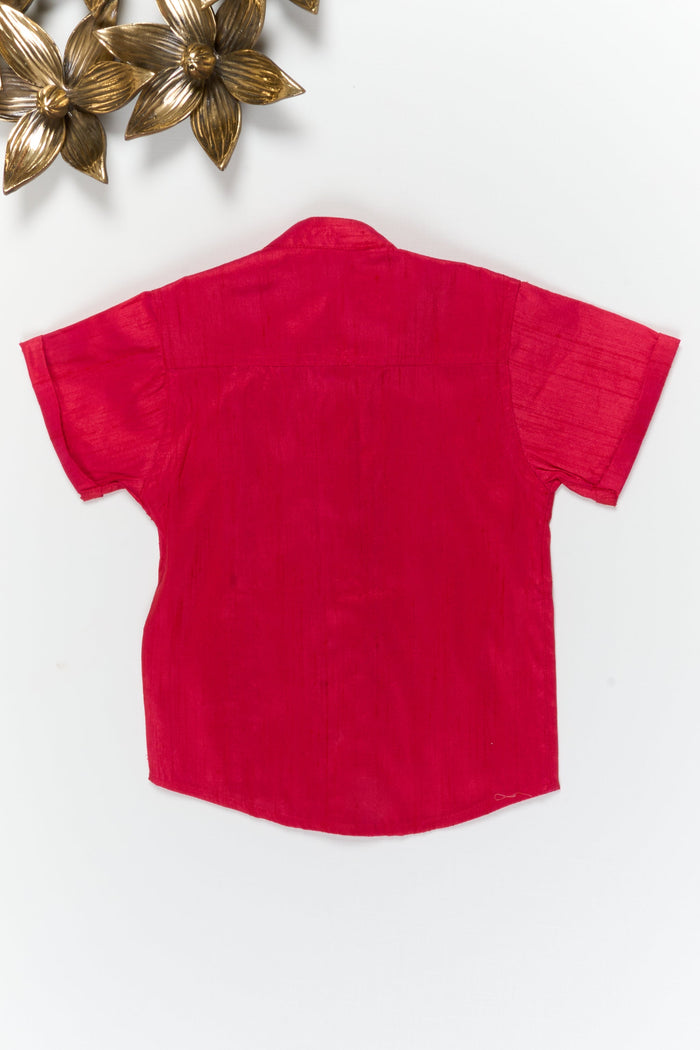 The Nesavu Boys Silk Shirt Boys Semi Raw Silk Shirt for Weddings and Festive Occasions Nesavu Nesavu boys semi raw silk shirt with tissue stripes for weddings and traditional functions