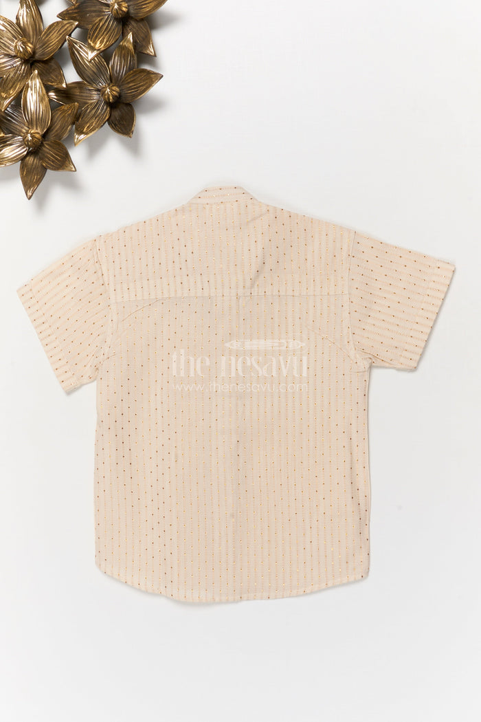 The Nesavu Boys Silk Shirt Boys Silk Shirt for Traditional Functions and Festive Wear Nesavu Nesavu boys tissue silk shirt with ethnic design for weddings and traditional occasions
