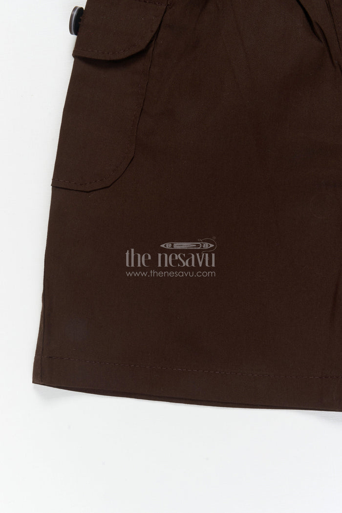 The Nesavu Boys Shorts Boys Soft Cotton Shorts for Playdates and Casual Outings Nesavu 16 (1Y) / Brown / Cotton BWS072G-16 Nesavu boys soft cotton shorts with back pockets – ideal for daily wear, play and travel