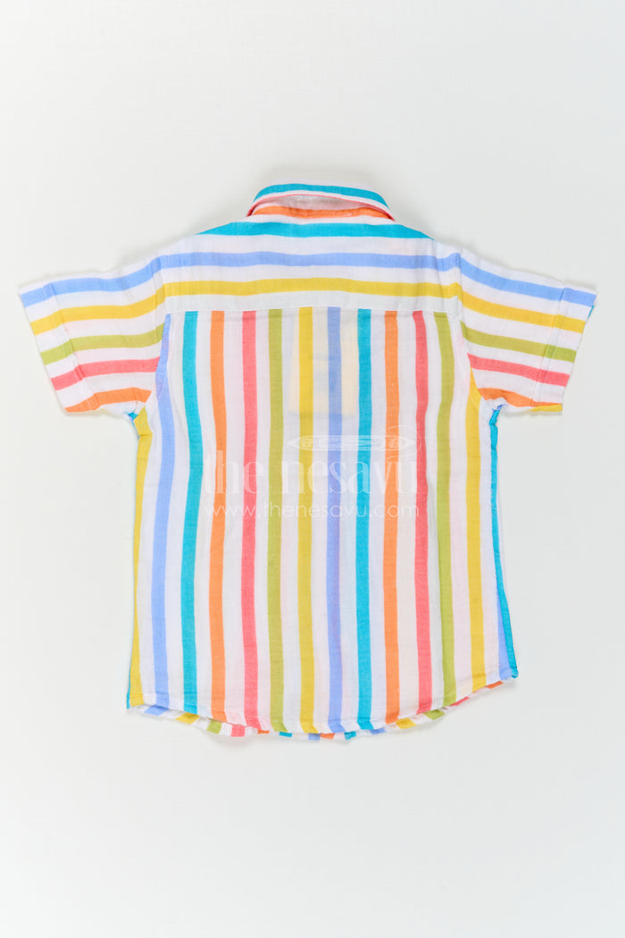 The Nesavu Boys Cotton Shirt Boys Striped Cotton Shirt for Casual Outings and Summer Wear Nesavu Nesavu boys striped cotton shirt for casual outings and summer wear breathable kids shirt