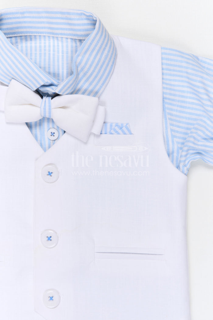 The Nesavu Boys Jacket Sets Boys Traditional Jacket Set for Festive Celebrations and Family Functions Nesavu Nesavu boys cotton striped jacket set for festive celebrations weddings and family occasions
