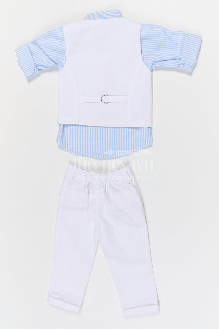 The Nesavu Boys Jacket Sets Boys Traditional Jacket Set for Festive Celebrations and Family Functions Nesavu Nesavu boys cotton striped jacket set for festive celebrations weddings and family occasions