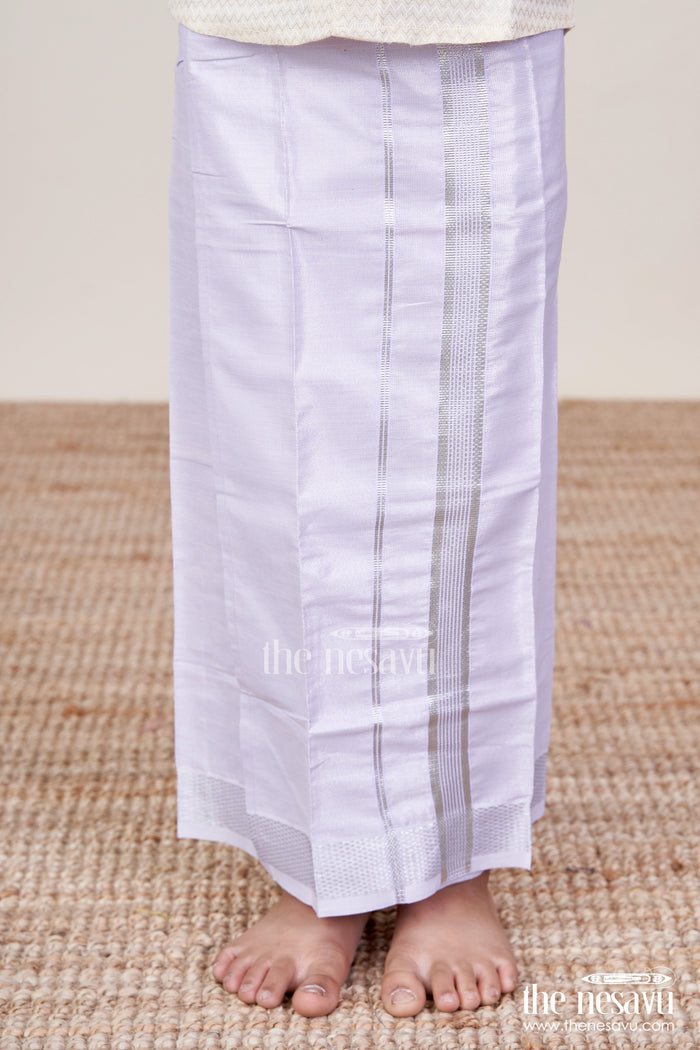 The Nesavu Boys Vesti Boys Traditional Vesti for Casual Poojas and Family Rituals Nesavu 16 (1Y) / Purple D022E-16 Nesavu boys tissue vesti casual rituals poojas breathable lightweight fabric