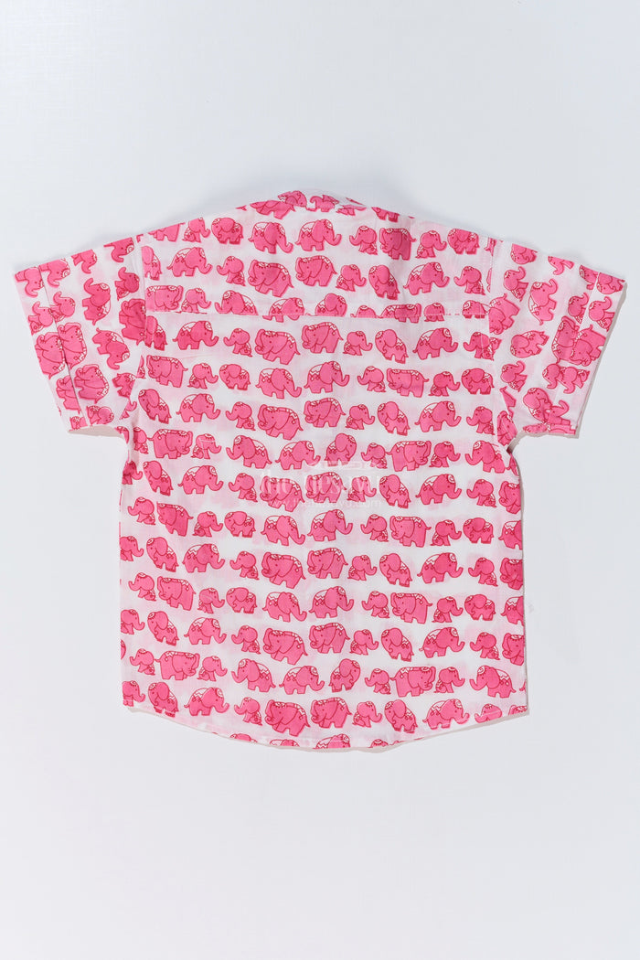 The Nesavu Boys Cotton Shirt Boys Trendy Cotton Shirts in Cotton Block Print with Cute Elephant Motif Nesavu Boys Trendy Cotton Shirt Cotton Block Print Playful Elephant Print | The Nesavu