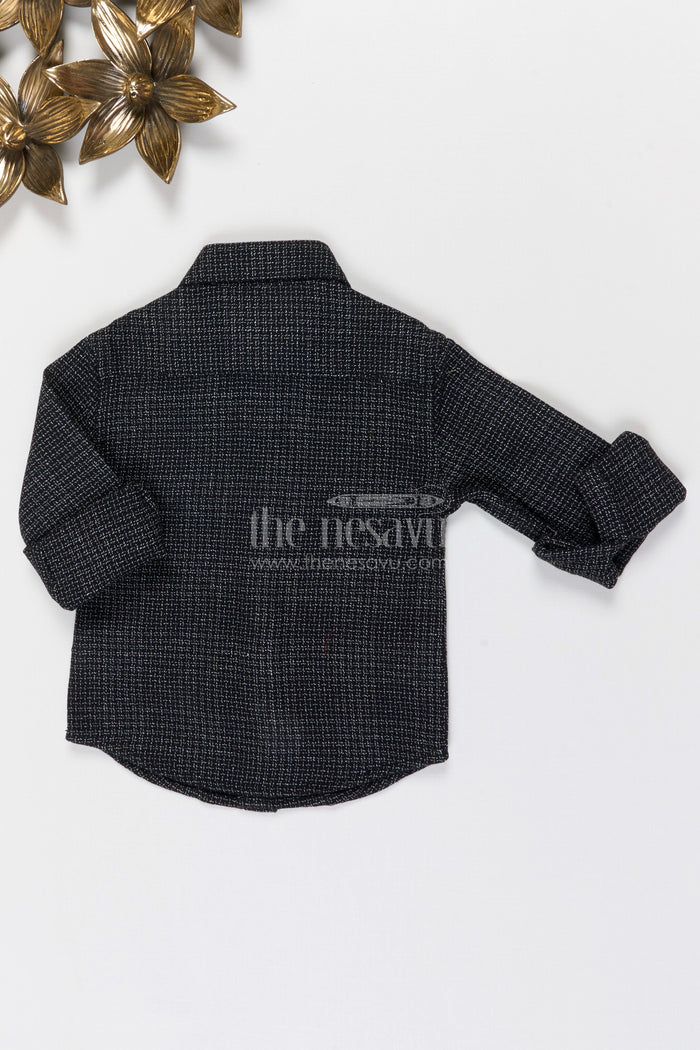 The Nesavu Boys Cotton Shirt Boys Tweed Cotton Shirt for Festive and Casual Wear Nesavu Nesavu Boys Tweed Cotton Shirt For Festive Occasions Casual Outings And Smart Styling