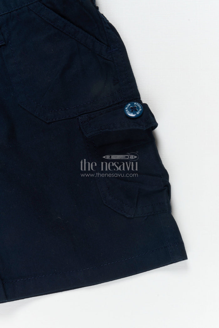 The Nesavu Boys Shorts Boys Utility Cotton Shorts for Daily Wear and Casual Play Nesavu 16 (1Y) / Blue / Cotton BWS074A-16 Nesavu boys cotton utility shorts with side pockets – ideal for school and daily wear