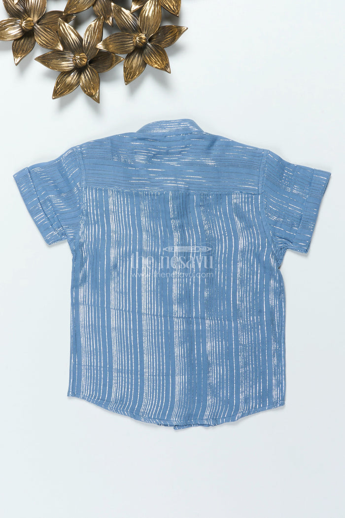 The Nesavu Boys Cotton Shirt Boys Zari Cotton Shirt for Ethnic School Days and Casual Celebrations Nesavu Nesavu boys zari striped cotton shirt ethnic wear festive school events
