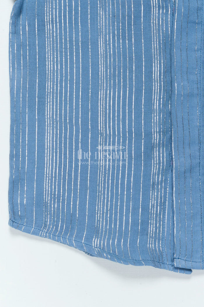 The Nesavu Boys Cotton Shirt Boys Zari Cotton Shirt for Ethnic School Days and Casual Celebrations Nesavu Nesavu boys zari striped cotton shirt ethnic wear festive school events