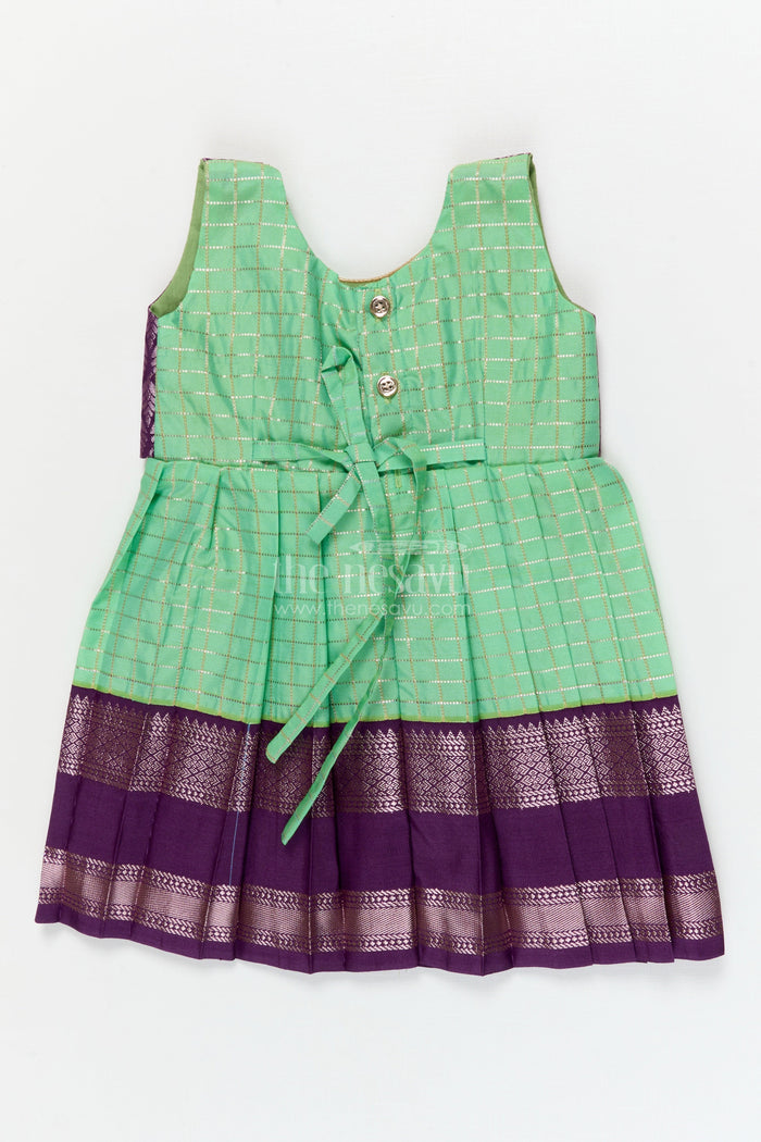The Nesavu Girls Kanchi Silk Frock Bridal Style Silk Frock for Toddler Girls Inspired by Dharmavaram Sarees Nesavu Nesavu toddler girl silk frock inspired by Dharmavaram bridal sarees with zari woven detailing
