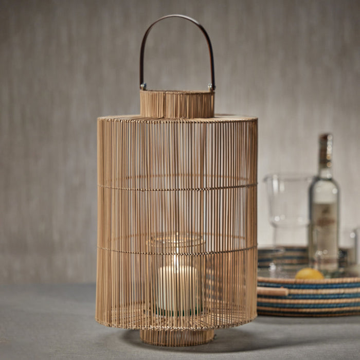 Caprice Buri Lantern w/Glass Hurricane - Hurricane by Carlyle Avenue