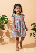 The Nesavu Girls Cotton Frock Cartoon Print Frock for Baby Girls for Daycare and Everyday Fun Nesavu 16 (1Y) / Peach / Cotton GFC2084A-16 Nesavu baby girl frock with cartoon print in popcorn fabric for daycare and everyday wear