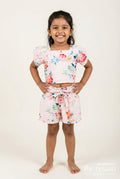 The Nesavu Girls Casual Set Casual Chikankari Co-Ord Set for Girls with Floral Prints Nesavu 16 (1Y) / Orange GPS813B-16 Nesavu floral chikankari cotton co-ord set toddler girls  perfect everyday summer style